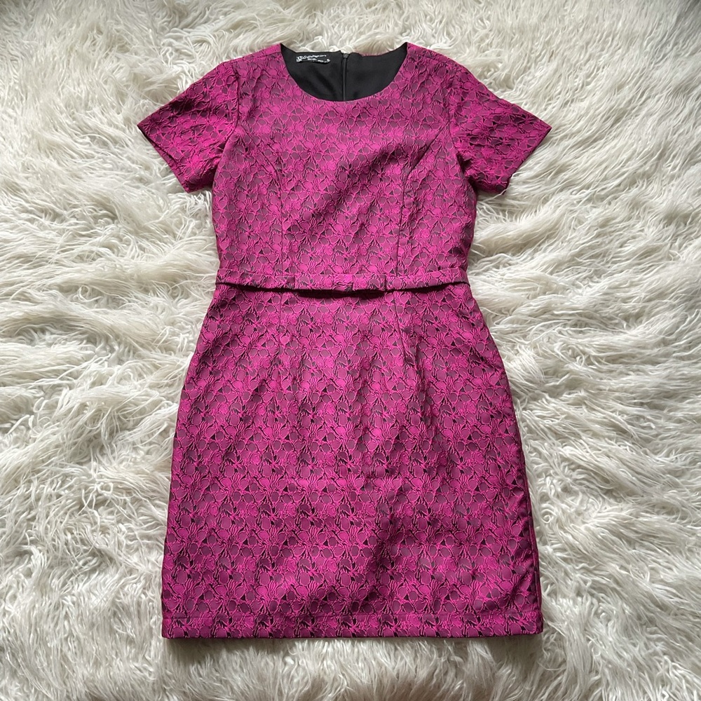 Megan by BCBL Purple-Black Jacquard Bow Dress‎